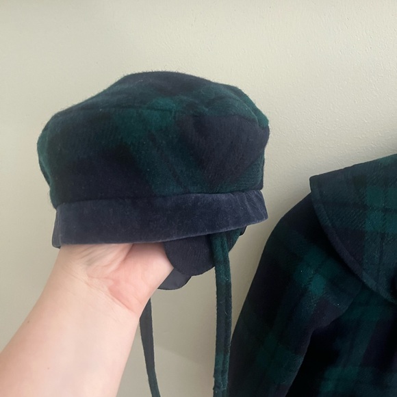 Vintage Plaid Kids Coat & hat- Green and Navy - Picture 5 of 6
